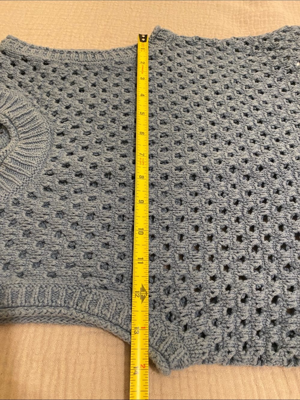 Madewell Blue Crochet Open-Weave Tank Top. Size S. Style NL192 - Picture 6 of 7